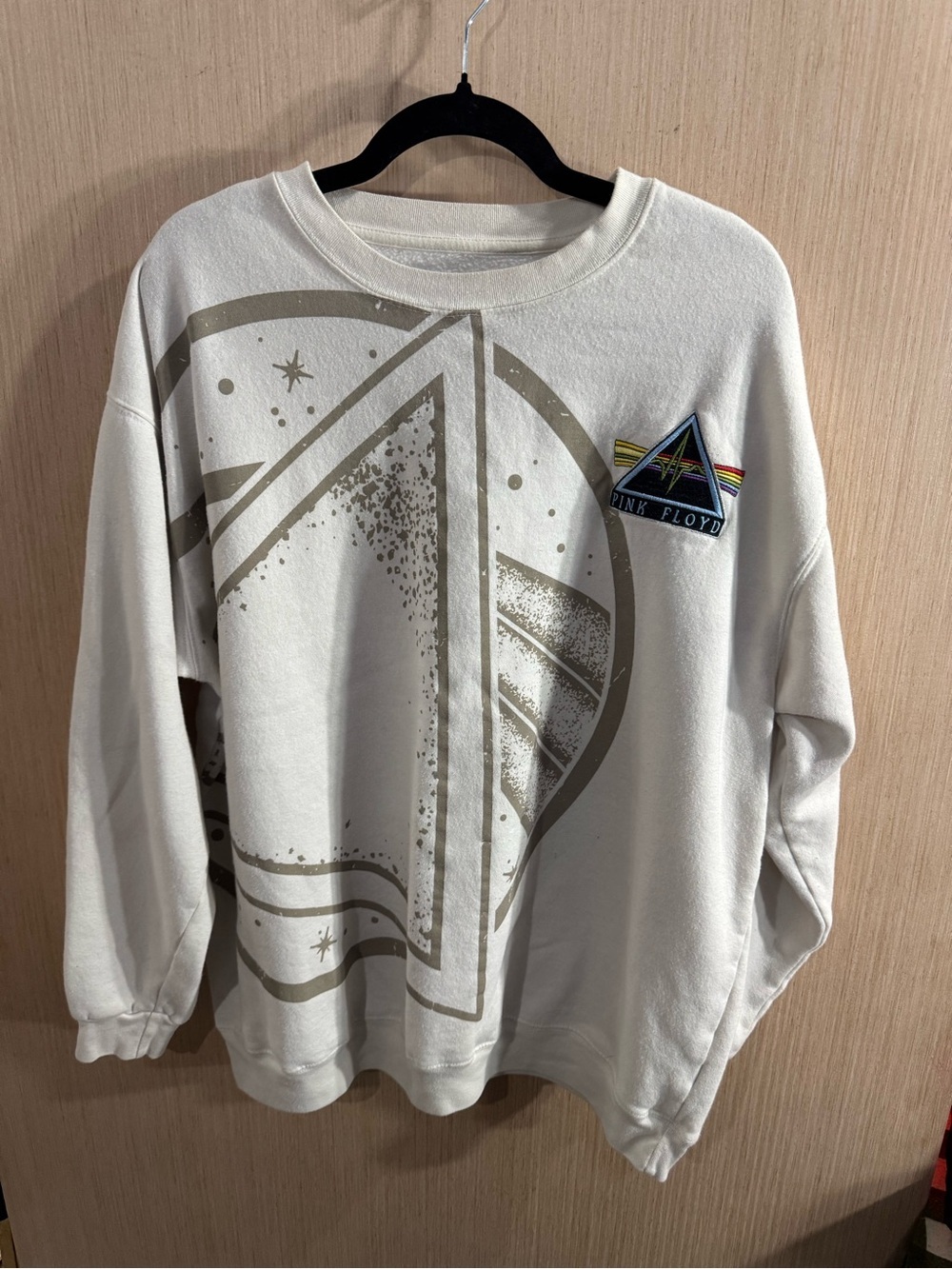 Women’s Pink Floyd Cream Graphic Crewneck Sweatshirt Size 2X